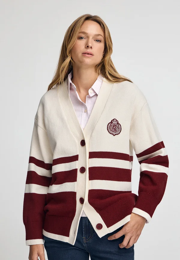 NAUTIC BUTTONED KOR - Cardigan - garnet