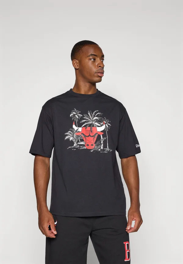 NBA CHICAGO BULLS  PALM TREE TEE - Club wear - black