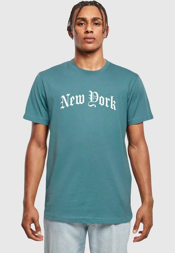 NEW YORK WORDING TEE - Print T-shirt - dustyblue