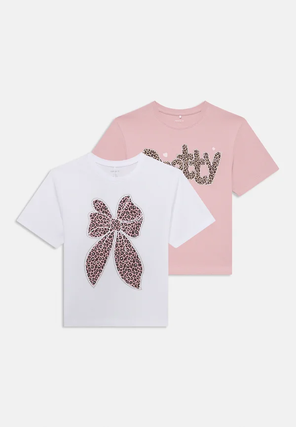 NMFLEOANJA 2 PACK - Print T-shirt - bright white/burnished lilac