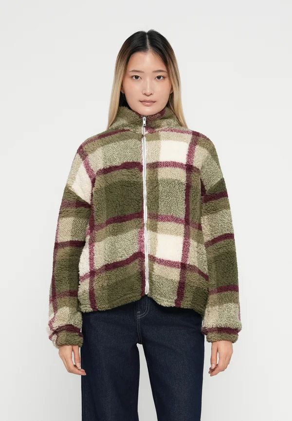 NMLUCA CHECK SOFT - Fleece jacket - eggnog/kalamata