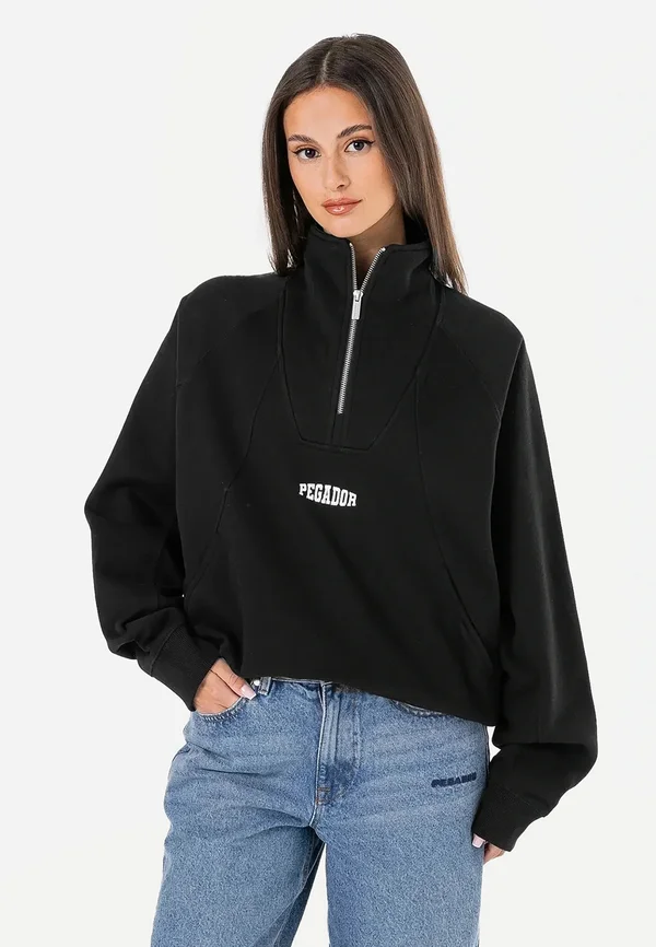 NORMA OVERSIZED HALFZIP - Sweatshirt - washed black