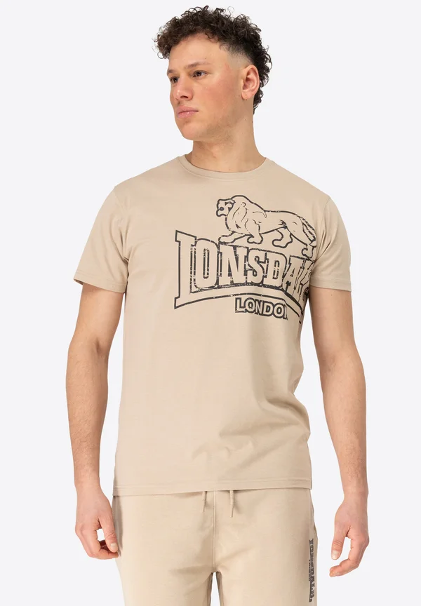 NORMALE PASSFORM LANGSETT - Print T-shirt - sand black