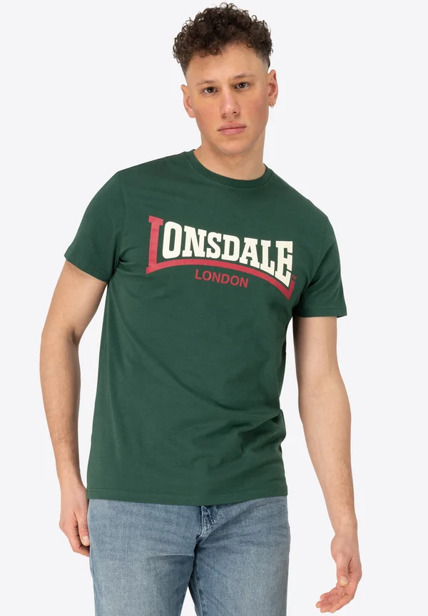 NORMALE PASSFORM TWO TONE - Print T-shirt - bottle green red ecru