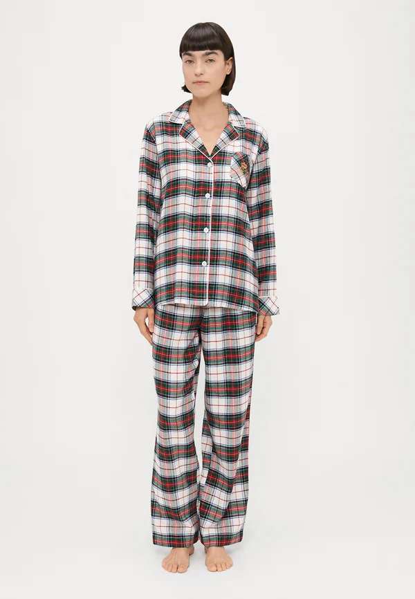 NOTCH COLLAR LONG PAJAMA - Pyjama set - cream
