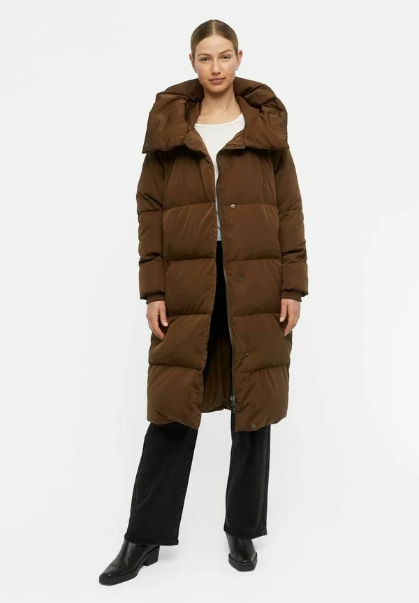 OBJLOUISE LONG DOWN - Down coat - dark earth