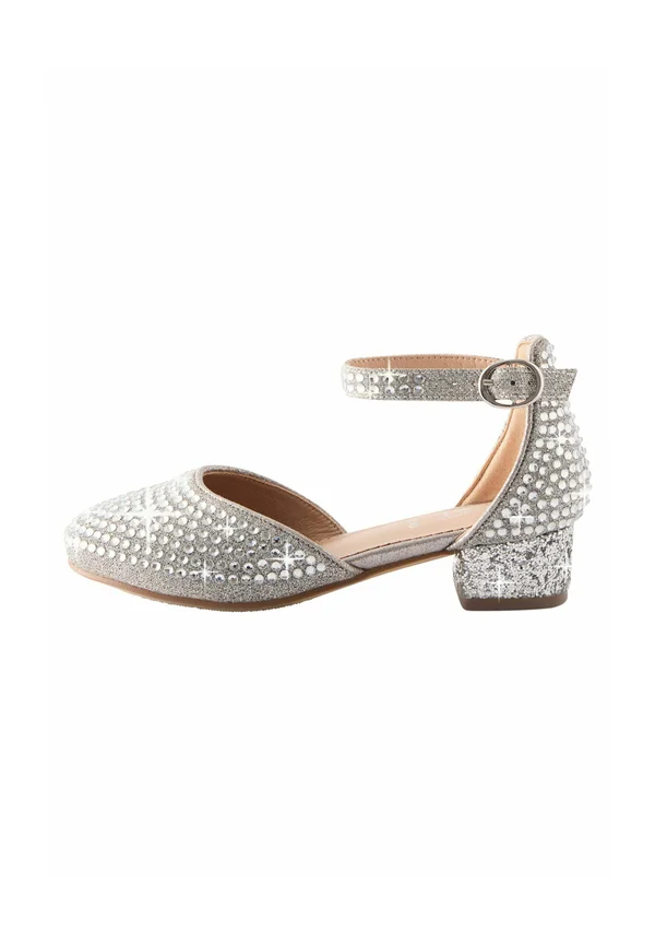 OCCASION STANDARD - Ankle strap ballet pumps - silver jewelled