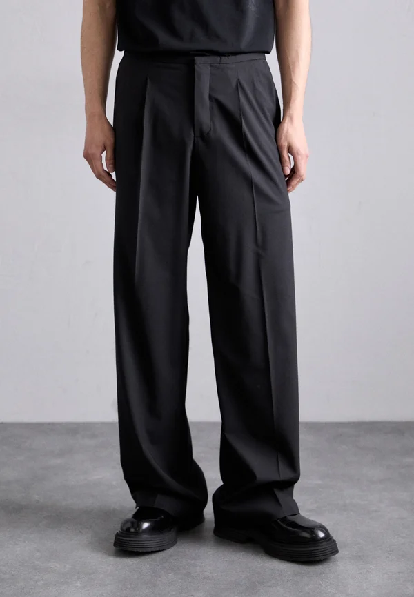 OFFICE ATTIRE' WIDE LEG PANTS - Trousers - black