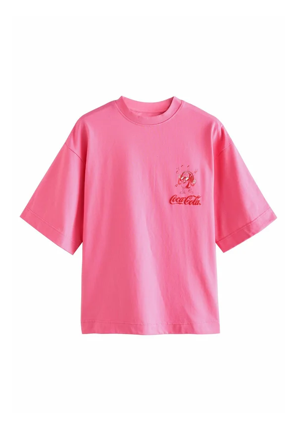OFFICIAL COCA COLA LICENCE GRAPHIC CREW NECK - Print T-shirt - pink red beach club