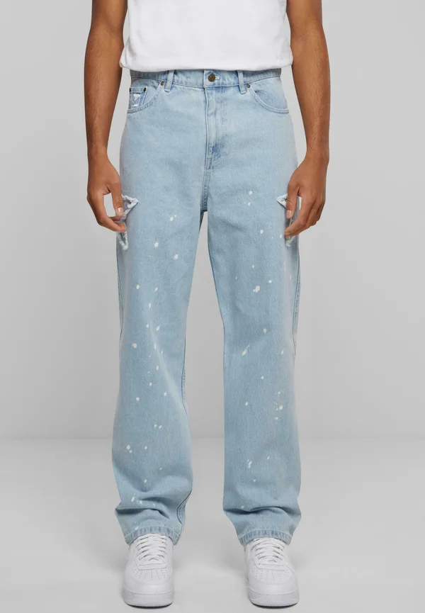 OG BAGGY FIVE POCKET PAINTSPLATTER BLEACHED - Flared Jeans - blue white