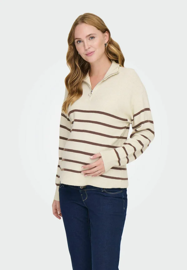 OLMIBI HIGHNECK ZIP - Jumper - pumice stone