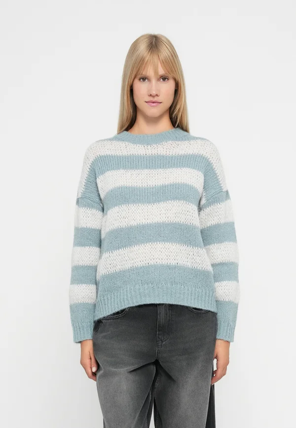 ONLCAMEL LIFE STRIPE O NECK - Jumper - arona/glacier gray