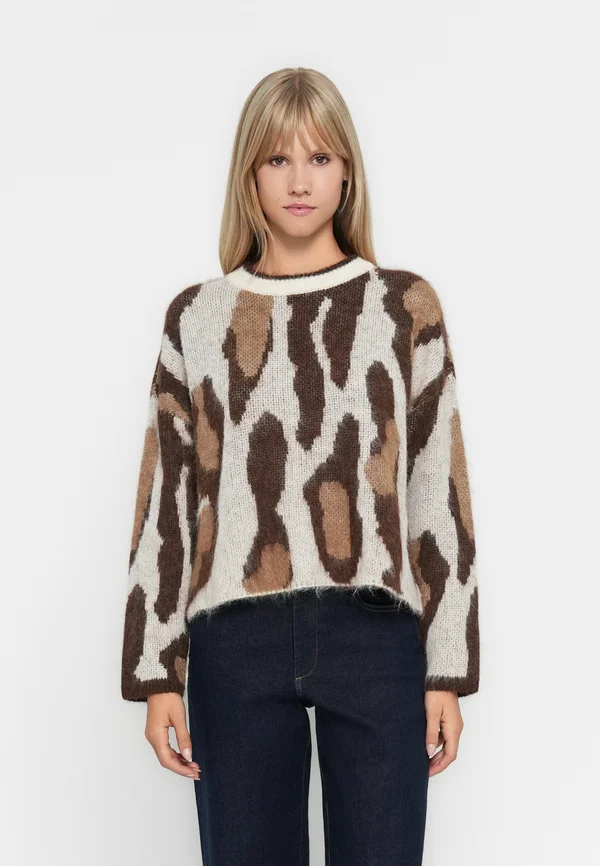 ONLEDELIE LIFE O NECK - Jumper - birch/chestnut/cocoa creme