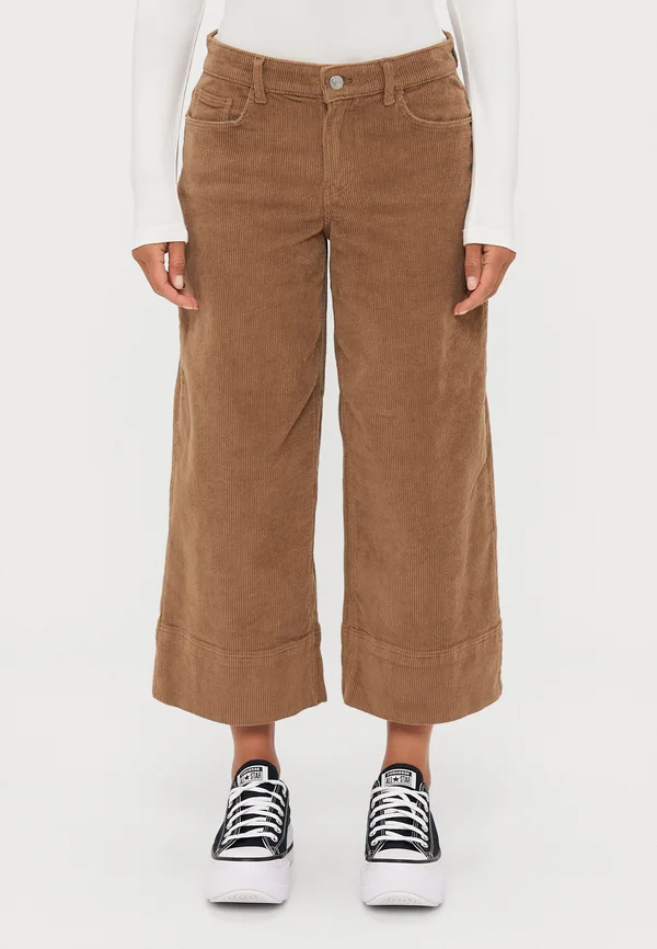 ONLGLOBAL WIDE CROP - Trousers - cocoa creme