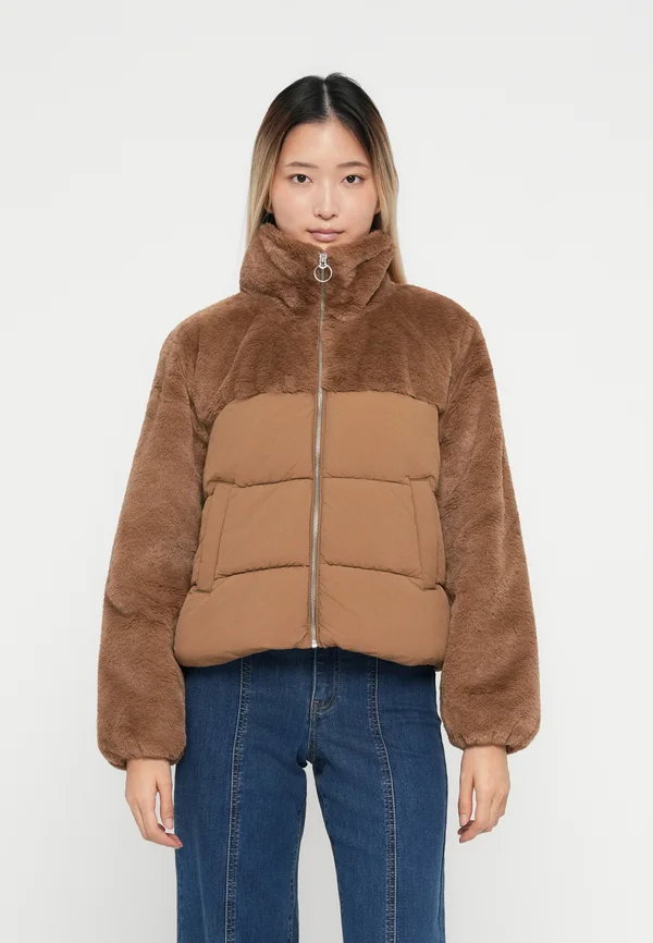 ONLWANJA FUR PUFFER MIX JACKET NOOS OTW - Winter jacket - cocoa créme