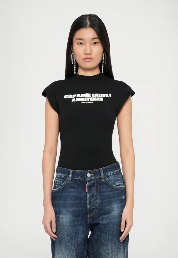 OPEN BACK - Print T-shirt - black