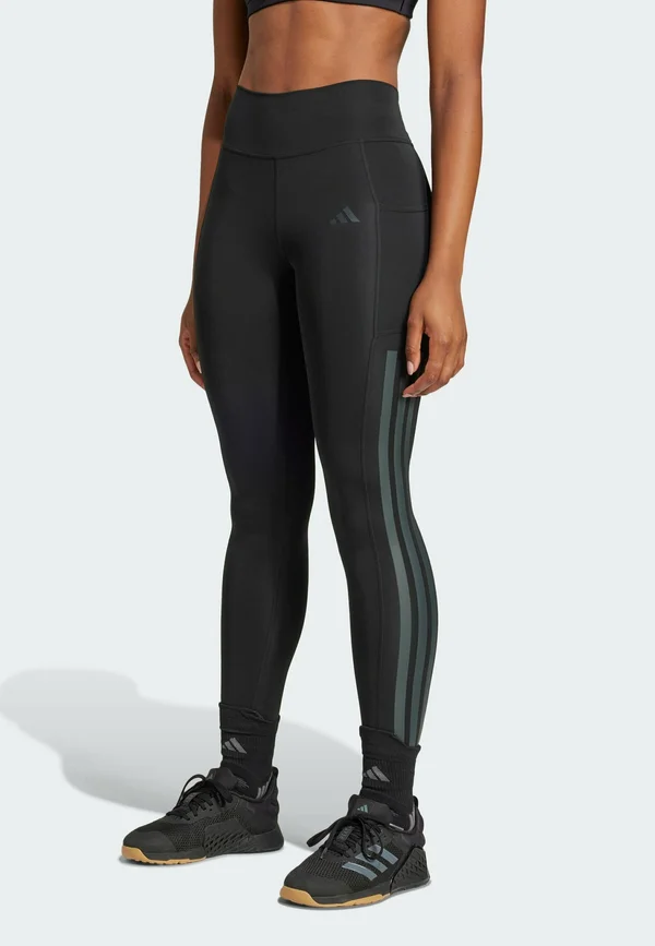 OPTIME 3-STRIPES FULL LENGTH - Leggings - black