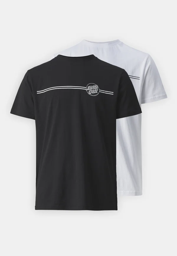 OPUS DOT STRIPE CHEST UNISEX 2 PACK - Print T-shirt - black/white