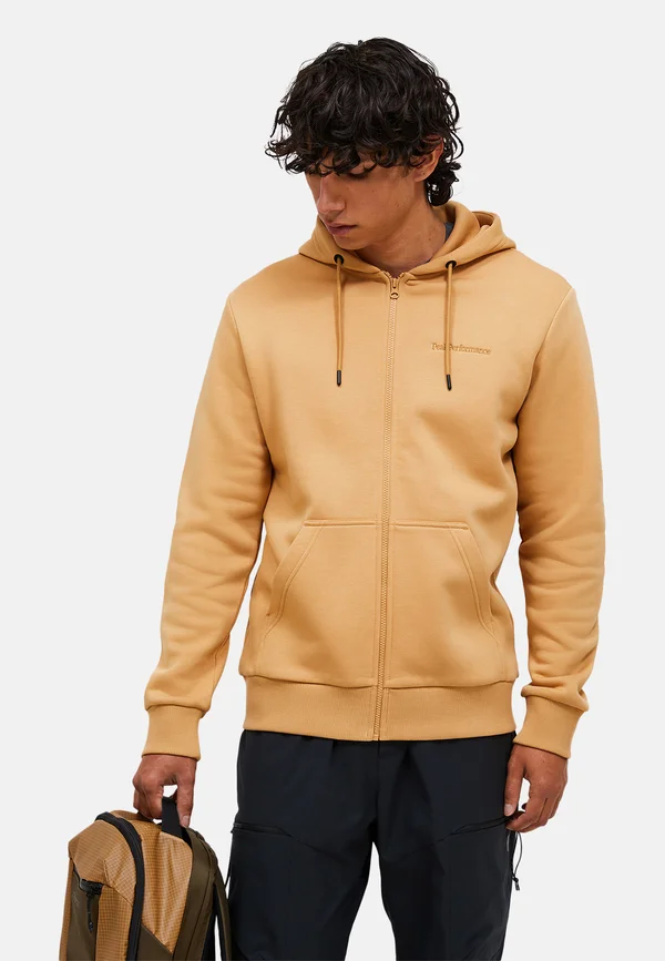 ORIGINAL SMALL LOGO - Zip-up sweatshirt - camel