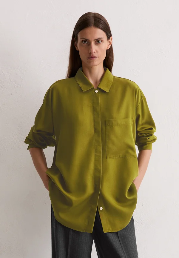OVERSIZE  - Button-down blouse - deep pea