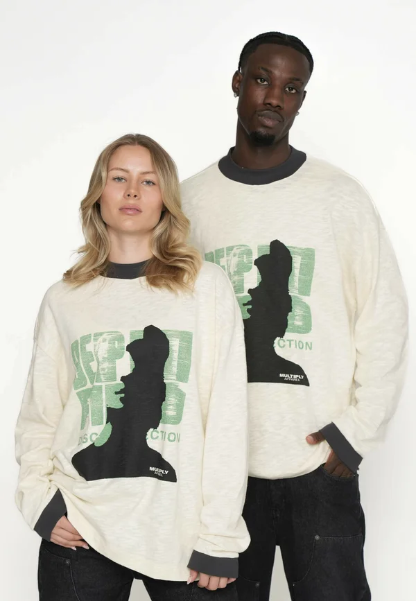 OVERSIZE LONGSLEEVE DEEP FIELD - Long sleeved top - cloud cream