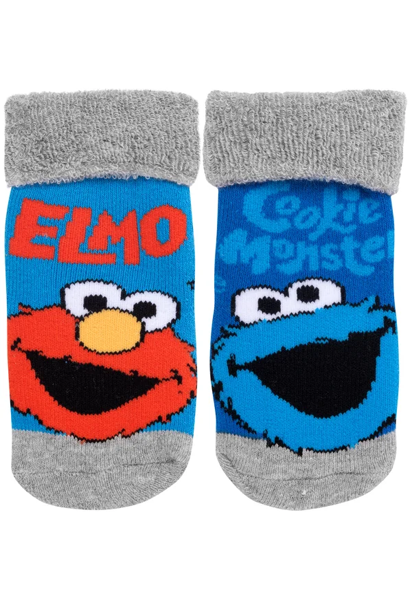 PACK OF 2 KRÜMELMONSTER   ELMO - UNISEX ABS RUTSC - Socks - blau/grau
