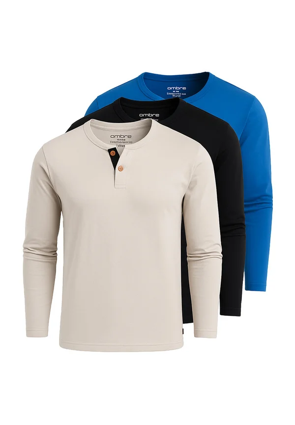 PACK OF 3 - Long sleeved top - light grey/black/blue