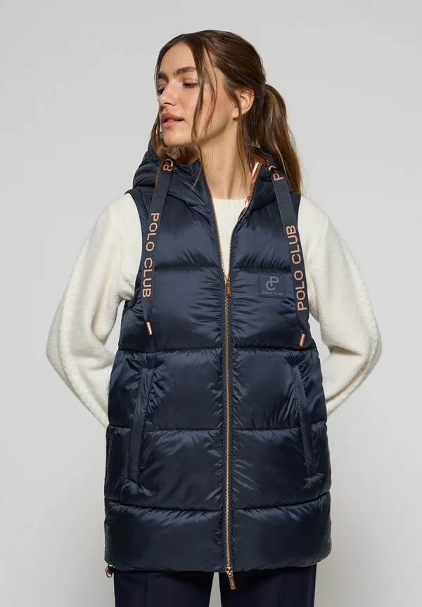 PADDED HOODED - Waistcoat - navy
