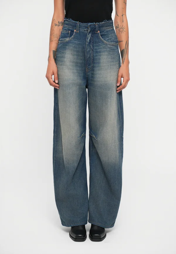 PANTS POCKETS - Wide Leg - medium blue