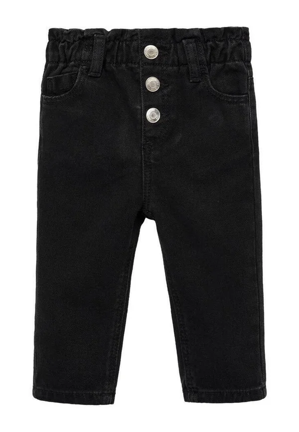 PAPER BAG WITH BUTTONS - Straight leg jeans - black denim