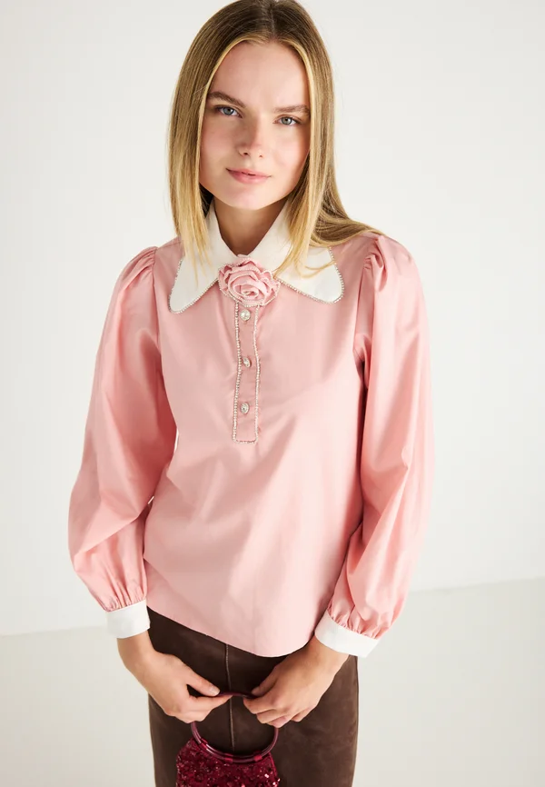 PASSIFLORA CONTRAST COLLAR - Blouse - pink