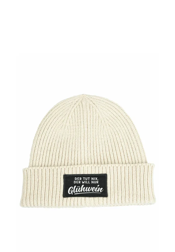 PATCH MIT SPRUCH DER TUT NIX DER WILL NUR LUSTIG - Beanie - beige