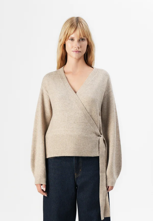 PCMALOU WRAP CARDIGAN - Cardigan - taupe gray
