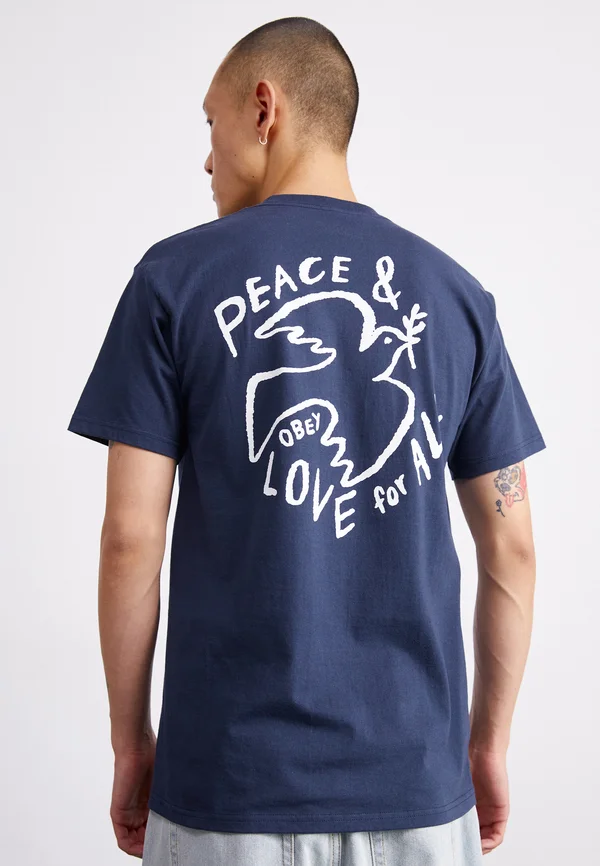 PEACE LOVE FOR ALL - Print T-shirt - navy