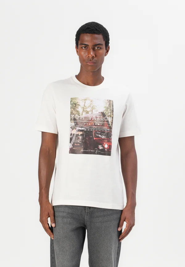 PHOTO PRINT - Print T-shirt - gardenia white