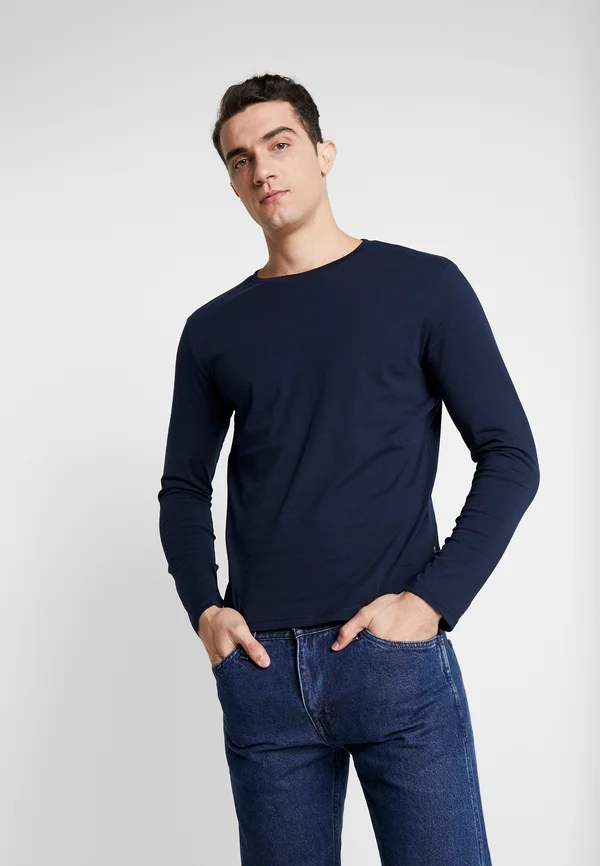 PI-YT-BAS0-0122 LONG SLEEVE TEE / 802 - BLACK - Long sleeved top - dark blue