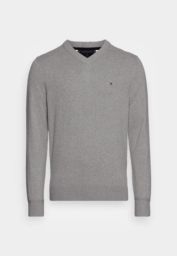 PIMA ORG CTN CASHMERE V NECK - Jumper - light grey heather