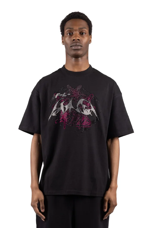 PINK FUTURE RHINESTONE UNISEX - Print T-shirt - black