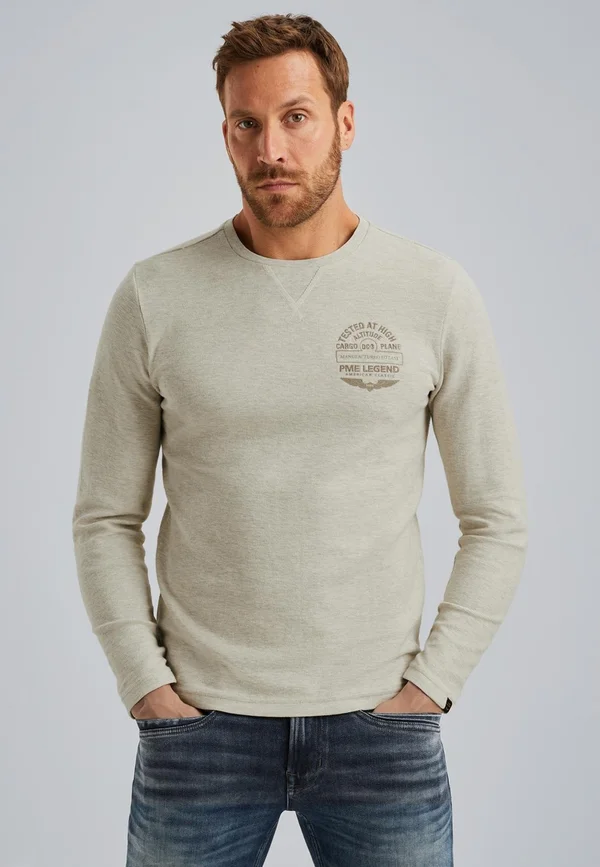 PIQUE STRUCTURE - Long sleeved top - bone white melee