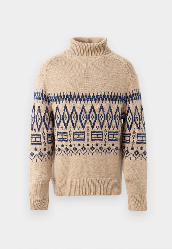 PLACED FAIRISLE BLEND ROLL UNISEX - Jumper - camel