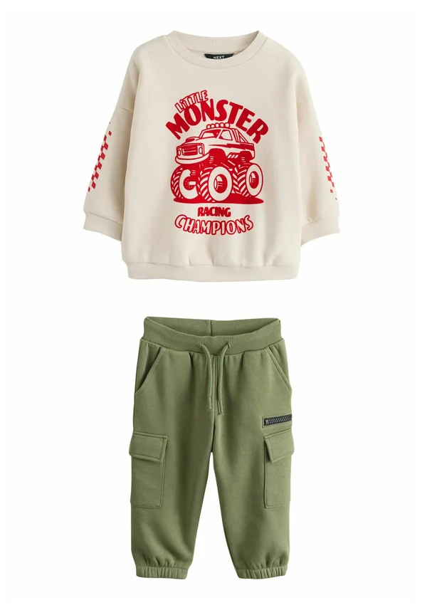 PLACEMENT PRINT UTILITY AND SET - Cargo trousers - ecru monster truck back print