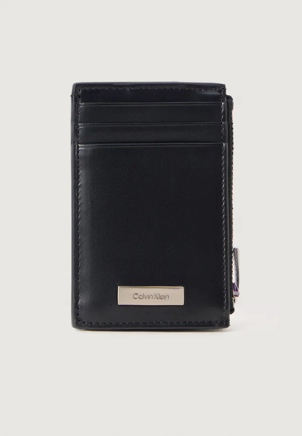 PLAQUE ZIP CARD CASE - Wallet - black
