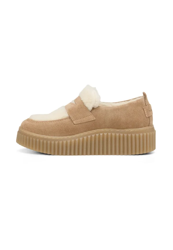 PLATEAU-LOAFER MODEL MIT FLAUSCHIGEM TEDDY - Slip-ons - light pure sand