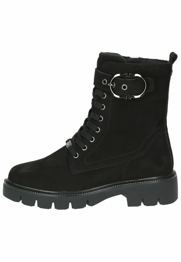 Platform ankle boots - black nubuc
