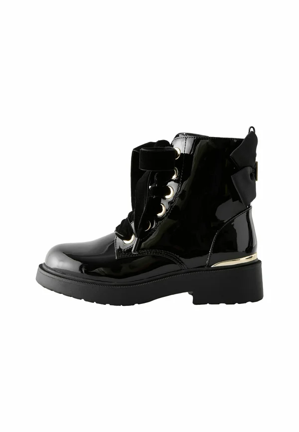 Platform ankle boots - black patent