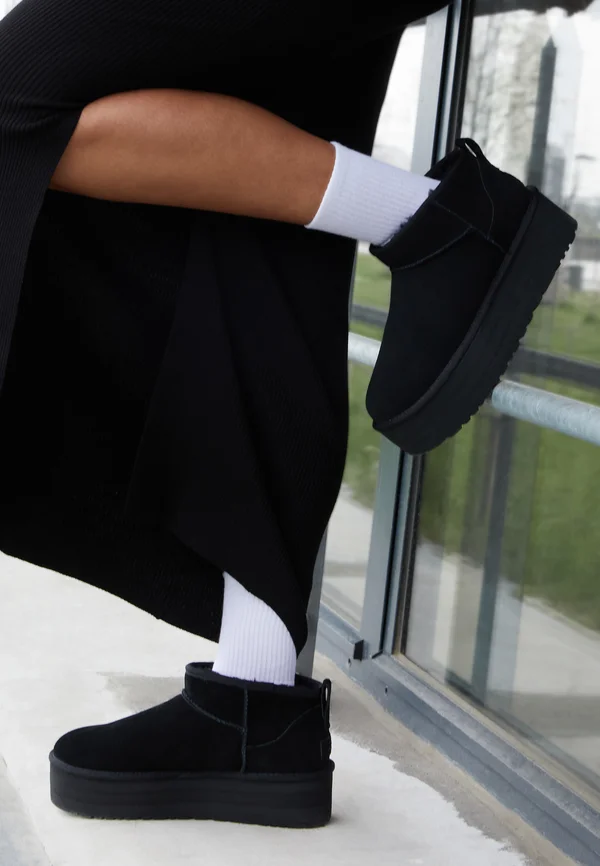 Platform ankle boots - black
