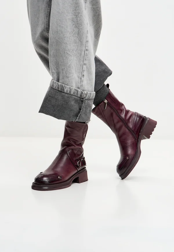 Platform ankle boots - bordeaux