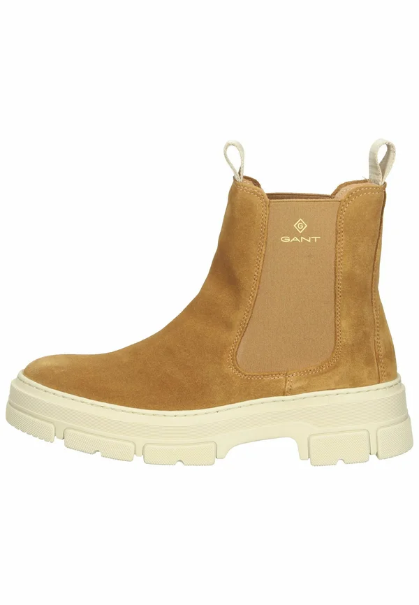 Platform ankle boots - cognac