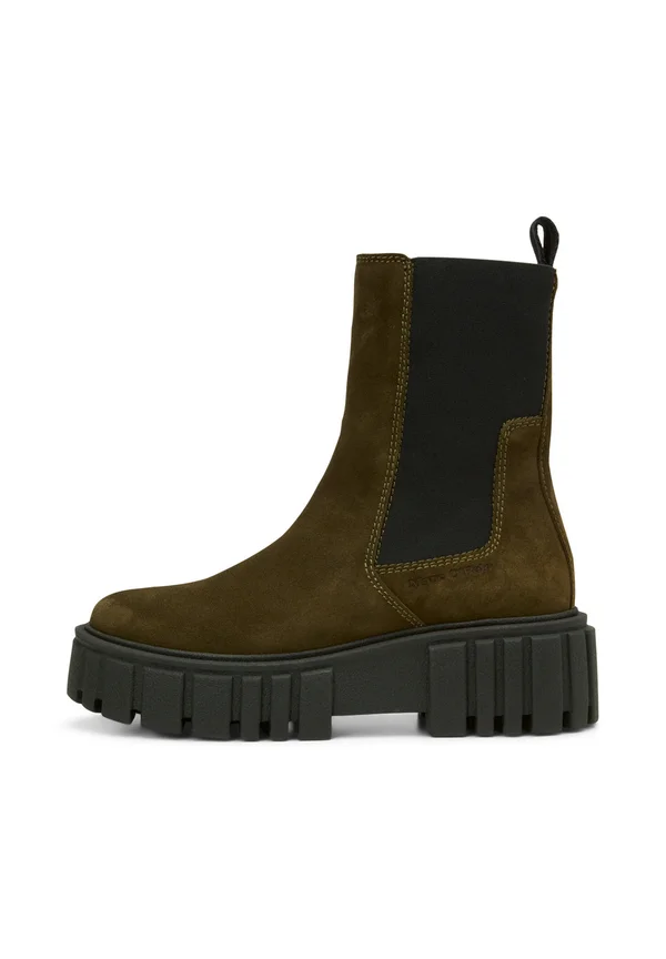 Platform ankle boots - dark mossy olive