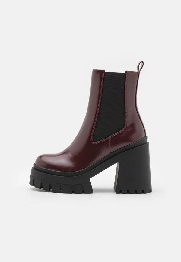Platform ankle boots - dark red